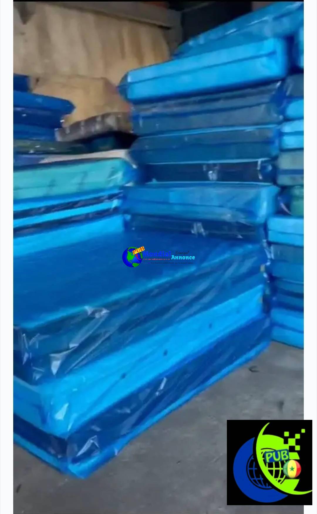Lit 2 places en bois solide & matelas en éponge – Dakar