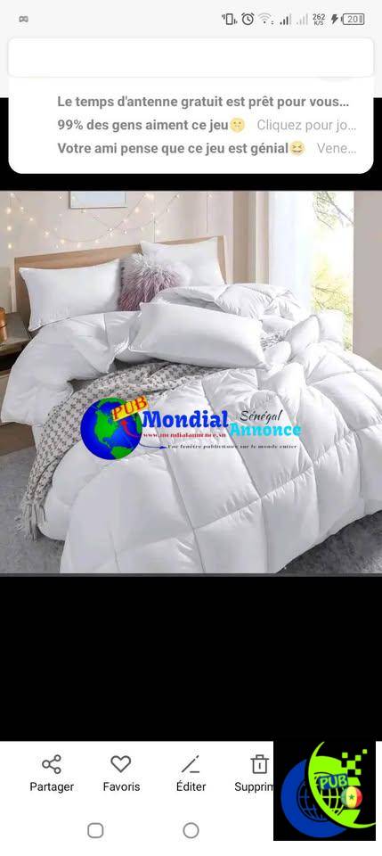 Drap, Couette Blanche & 2 Taies d’Oreiller – Confort et Élégance | Disponible