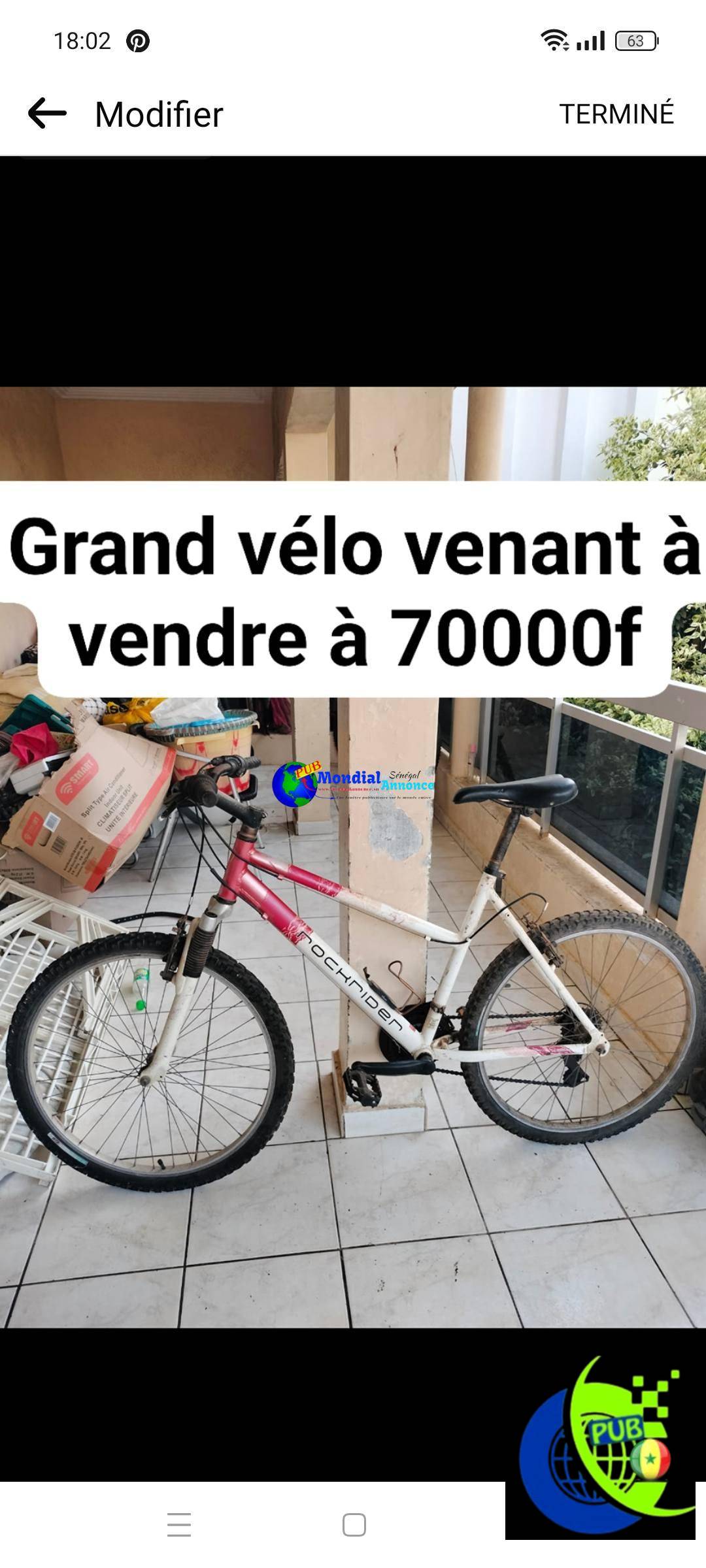 Vélos de Qualité à Vendre – Disponibles à Yoff | Prix sur les Photos
