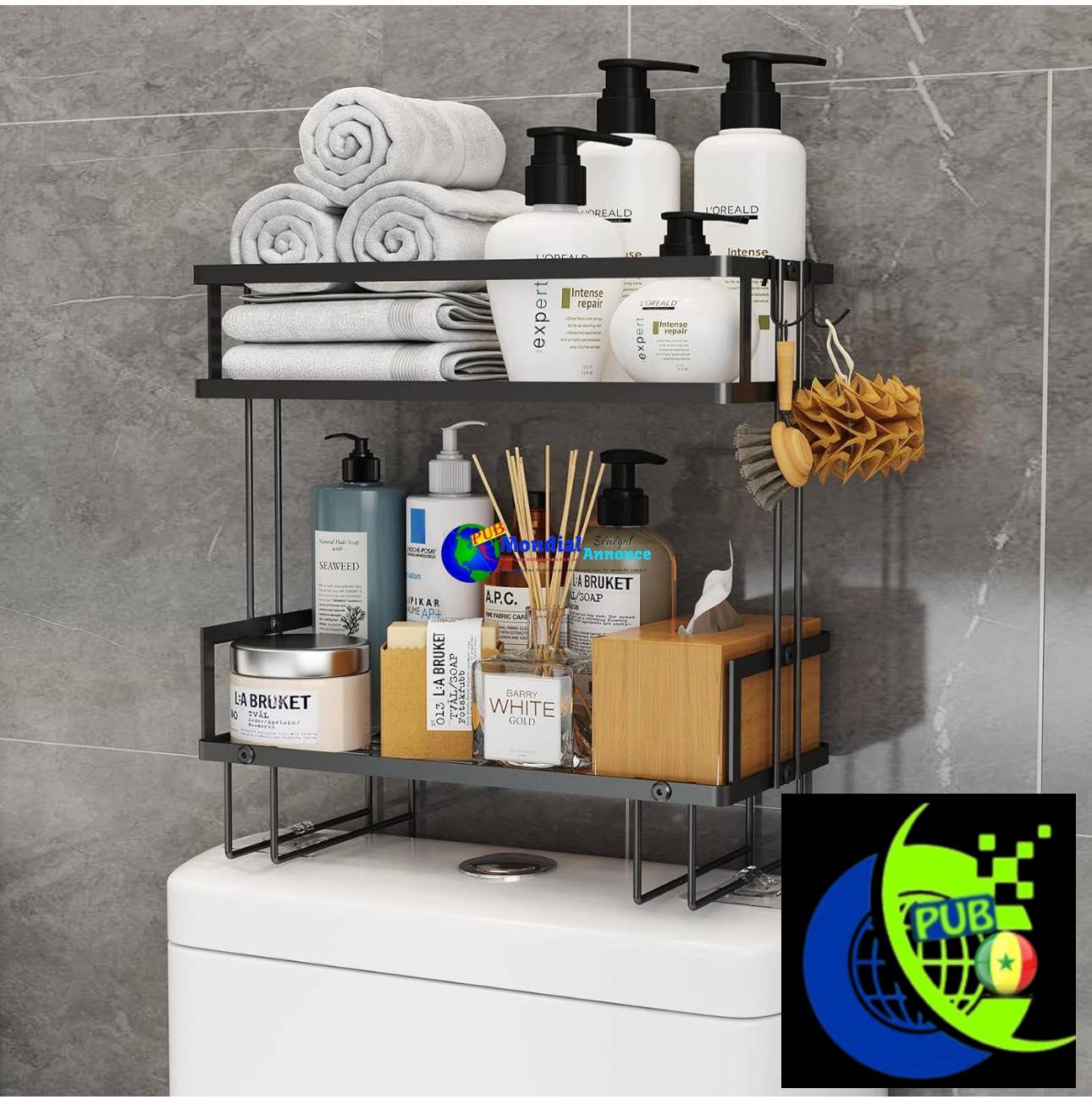 Étagère de Toilette Multifonctionnelle – Pratique & Sans Perçage | 14 000 F