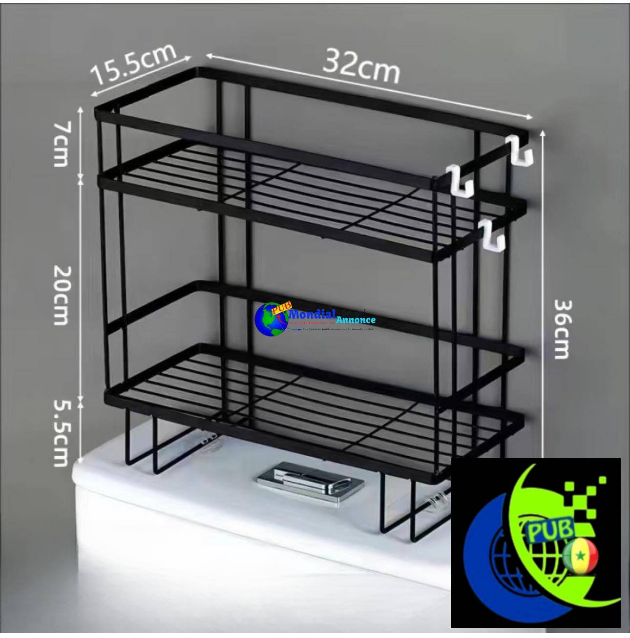 Étagère de Toilette Multifonctionnelle – Pratique & Sans Perçage | 14 000 F