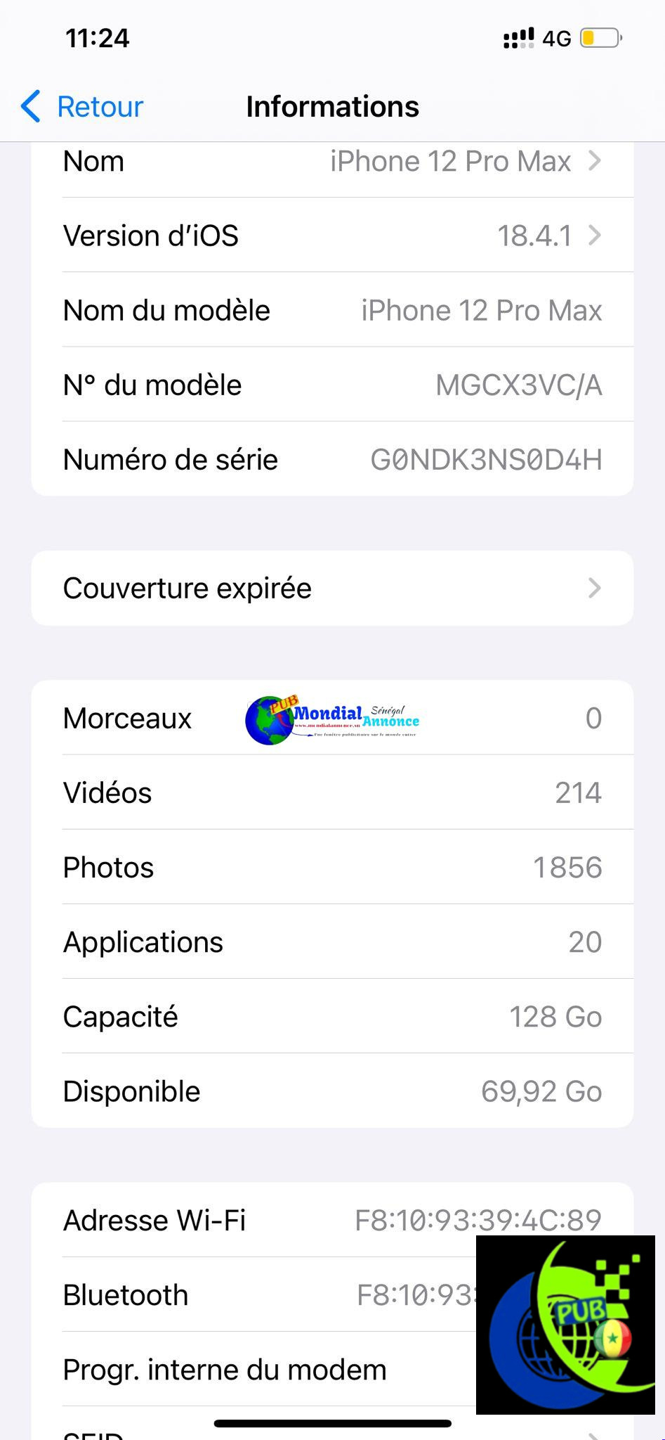 📱 iPhone 12 Pro Max 128GB Authentique – État Impeccable, Batterie Excellente