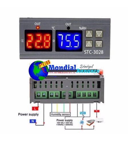 Thermostat Incubateur Digital (Température + Hygrométrie) – Modèle 3028