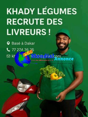 Avis de recrutement : KHADY LÉGUMES Recrute des Livreur(se)s à Dakar !