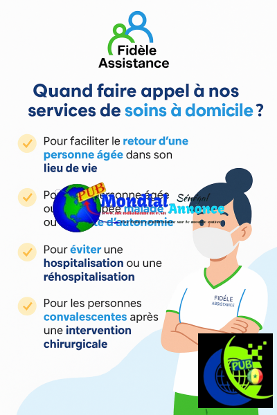 Fidèle assistance, Soins et aide à domicile. Contact : 778628585