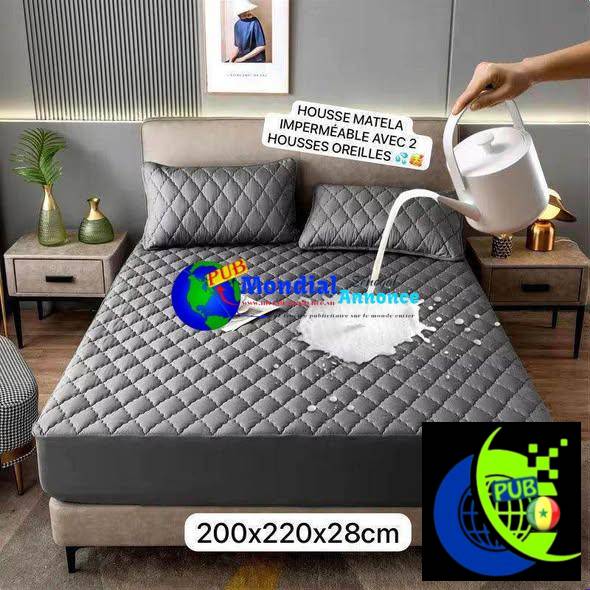 Housse de Matelas Imperméable + 2 Housses d’Oreillers – Disponible à Dakar Pikine