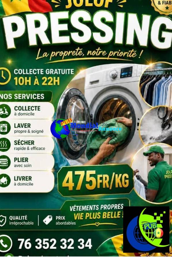 Pressing à Dakar : Collecte et Livraison Gratuites dès 475 FCFA/kg