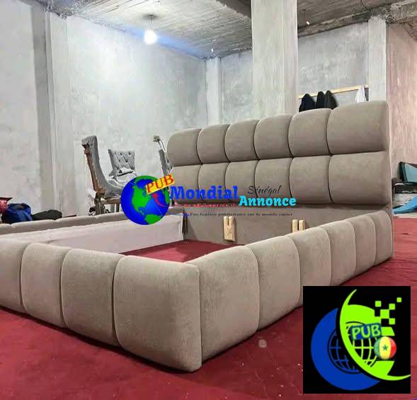 Double lit capitonné avec ou sans commodes – Livraison partout au Sénégal