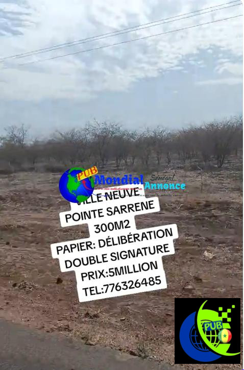 Terrain 300 m² à vendre à Ville Neuve Pointe Sarène – 5 000 000 FCFA