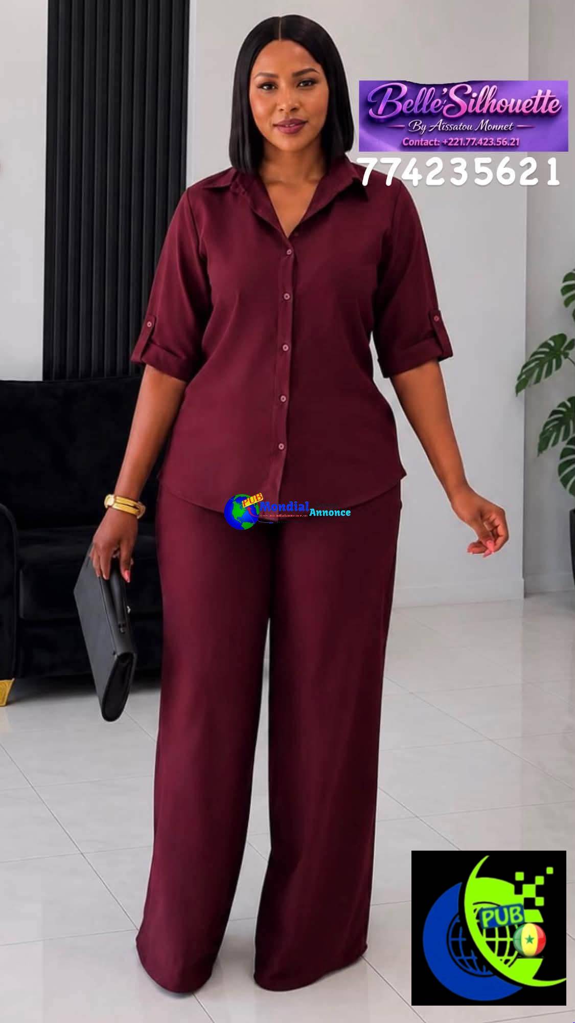 Ensemble Pantalon Bas Large de qualité Pour Femmes Disponible à Dakar. Tel : 774235621.