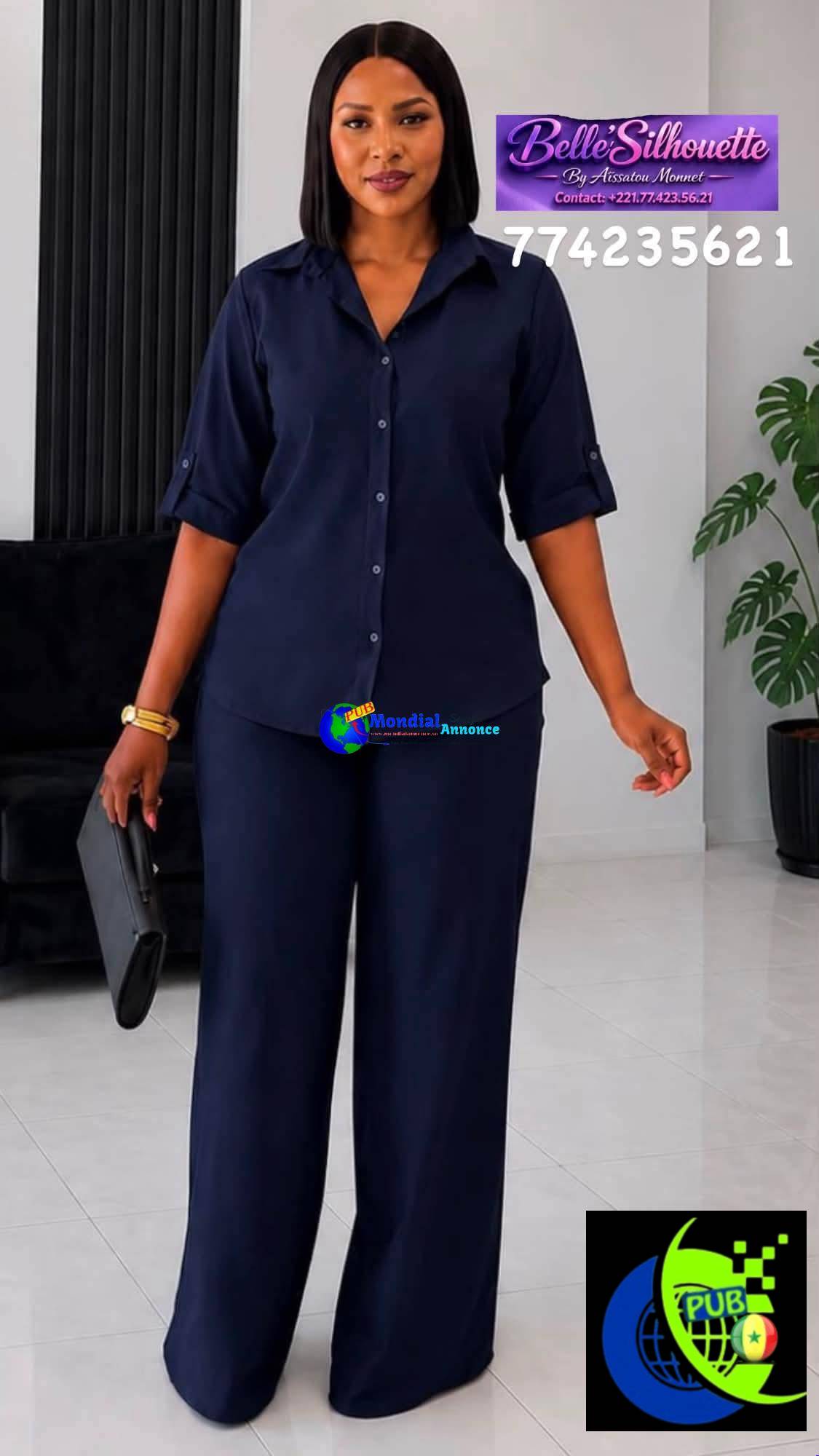Ensemble Pantalon Bas Large de qualité Pour Femmes Disponible à Dakar. Tel : 774235621.