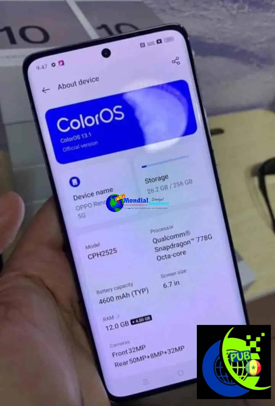 Oppo Reno 10 Pro 5G 256 Go disponible à Rufisque, Dakar – 125 000 F CFA