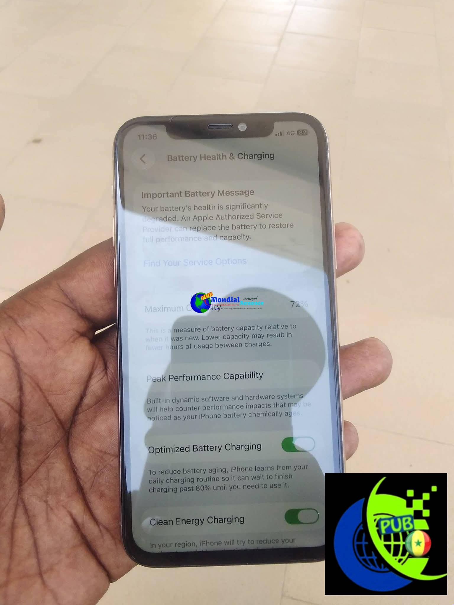 iPhone 11 Pro 64 Go (Batterie 72%, Face ID) disponible à Dakar