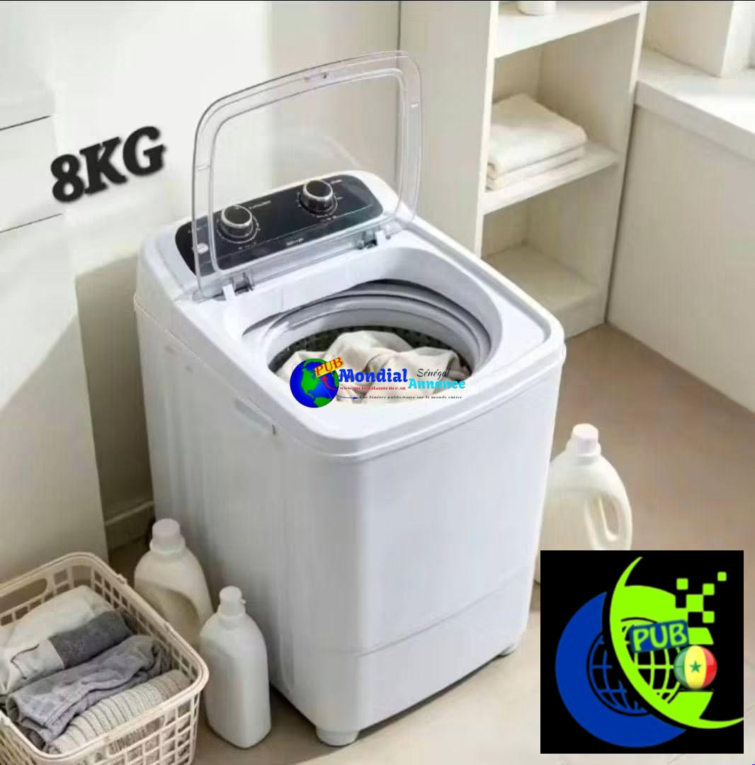 Machine à Laver 8 kg (Panier d’Essorage & Brosse à Chaussures). Prix : 55 000 F CFA