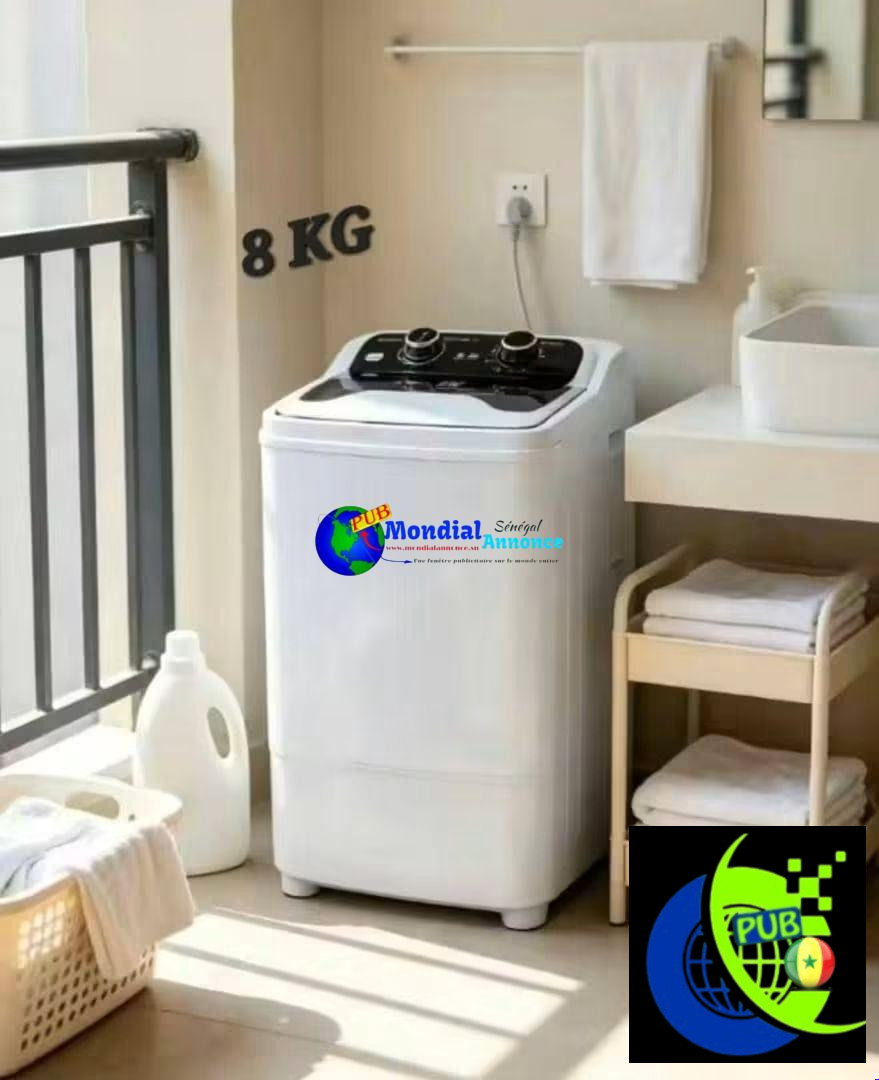 Machine à Laver 8 kg (Panier d’Essorage & Brosse à Chaussures). Prix : 55 000 F CFA