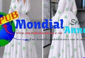 Robe brodée en coton avec dessous à 10 000 FCFA