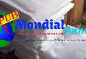 Drap blanc king size 100 % coton avec taies d’oreiller