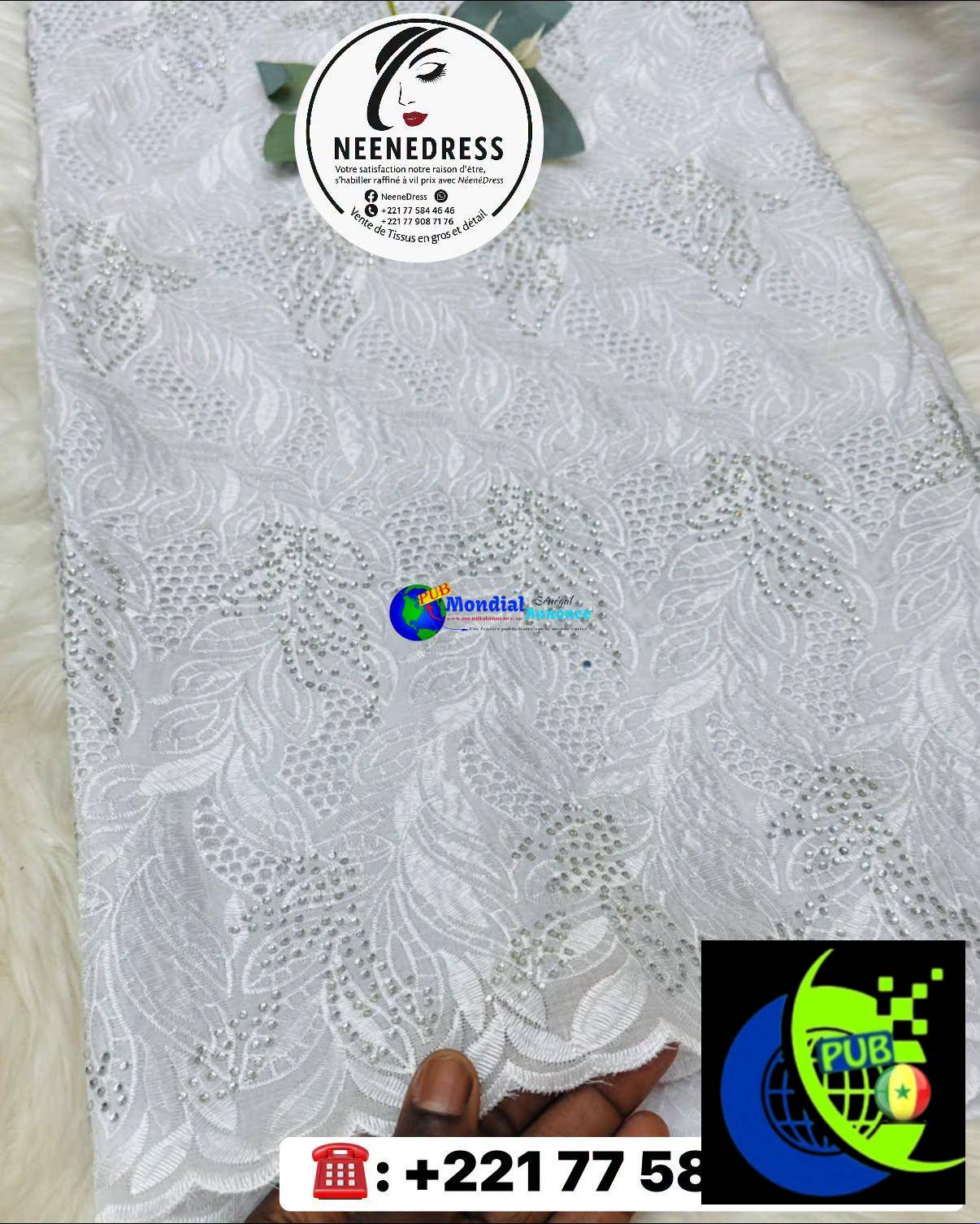 Brodé Prikheu parfumé Dubai 100% coton – 5 yards à 22 000 F