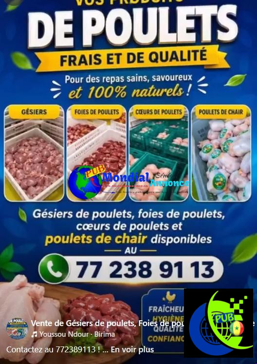 🐔 Gésiers, foies, cœurs et poulets de chair disponibles