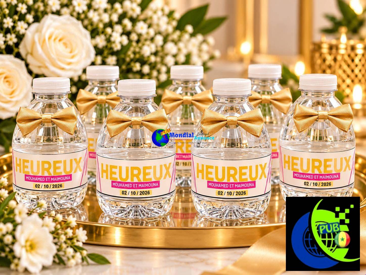 Sachets & Bouteilles d’Eau Personnalisés pour vos cérémonies. Contact : 775080690