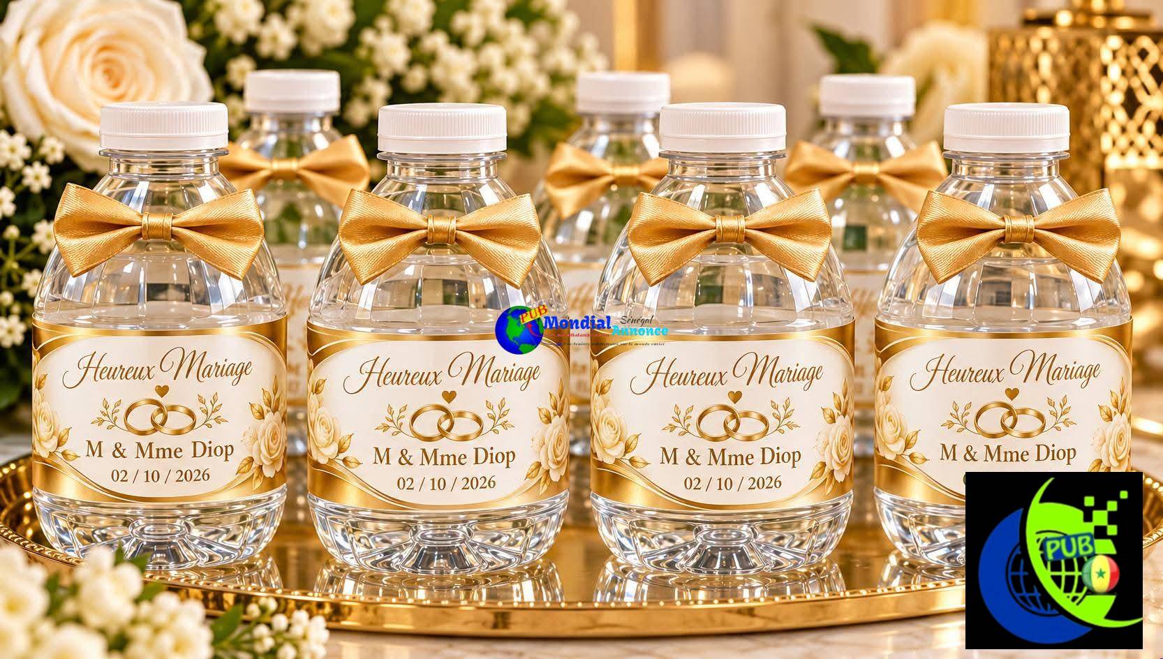Sachets & Bouteilles d’Eau Personnalisés pour vos cérémonies. Contact : 775080690