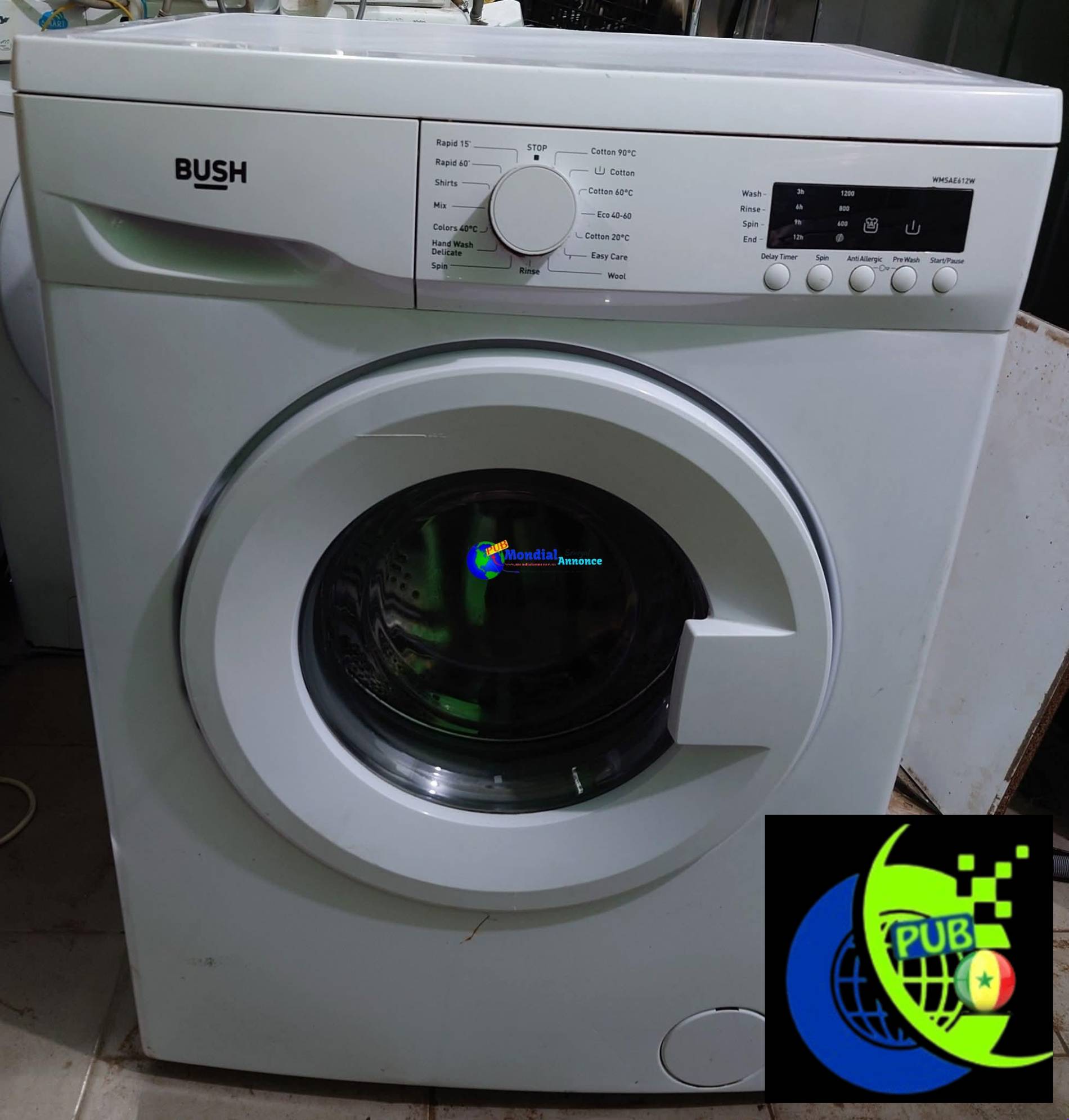 Vente : Machine à Laver Bush de 6kg (Venant). Prix : 100 000 F CFA