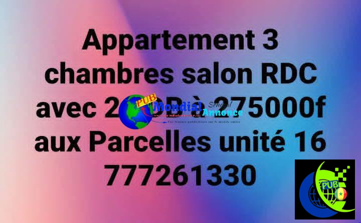 Appartement F4 en Rez-de-Chaussée (3 Chambres, Salon, 2 SDB) – Parcelles Assainies U16