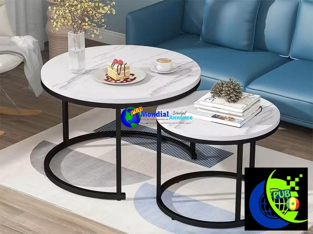 Tables Basses 2 Pièces (Verre / Effet Marbre) disponibles à 20 000 F CFA