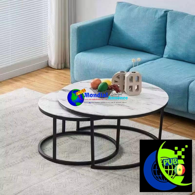 Tables Basses 2 Pièces (Verre / Effet Marbre) disponibles à 20 000 F CFA