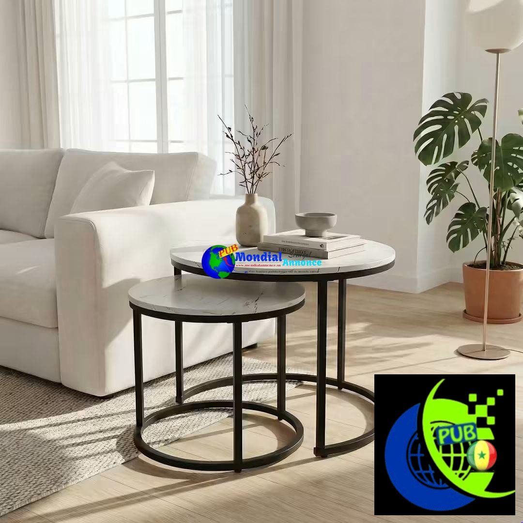 Tables Basses 2 Pièces (Verre / Effet Marbre) disponibles à 20 000 F CFA