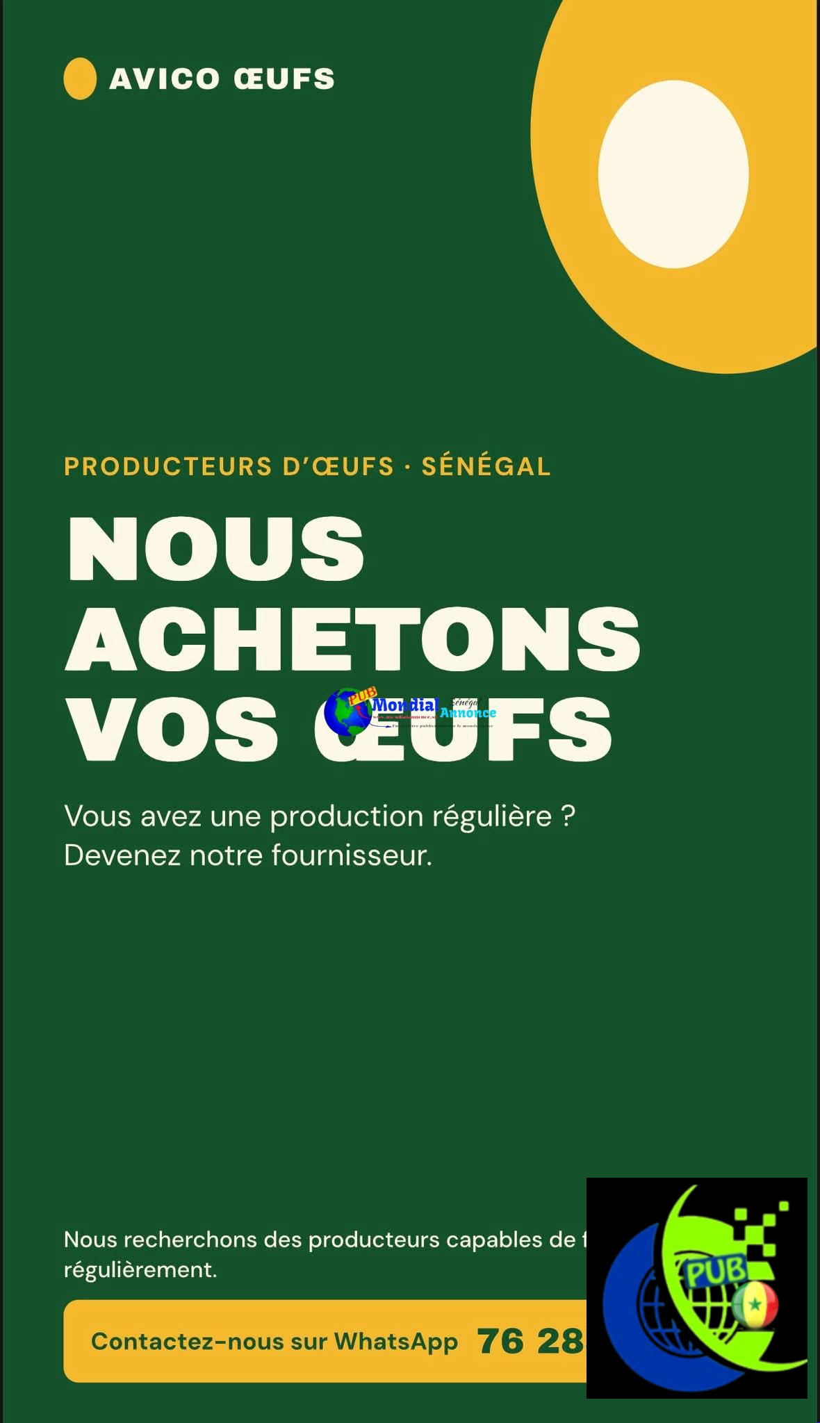 AVICO ŒUFS – Achat Régulier d’Œufs aux Producteurs