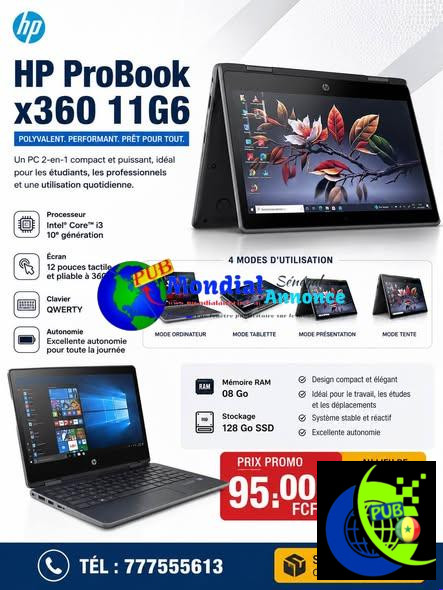 💻 HP ProBook x360 11 G6 – PC Tactile Convertible à 95 000 FCFA !