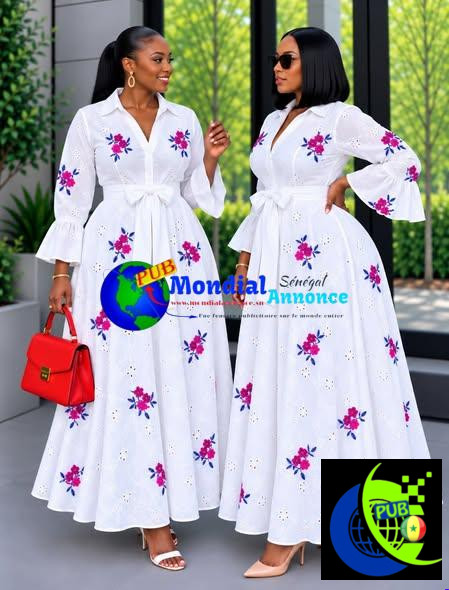 Robe brodée très chic Disponible à Dakar – Prix abordable Contact 782411028