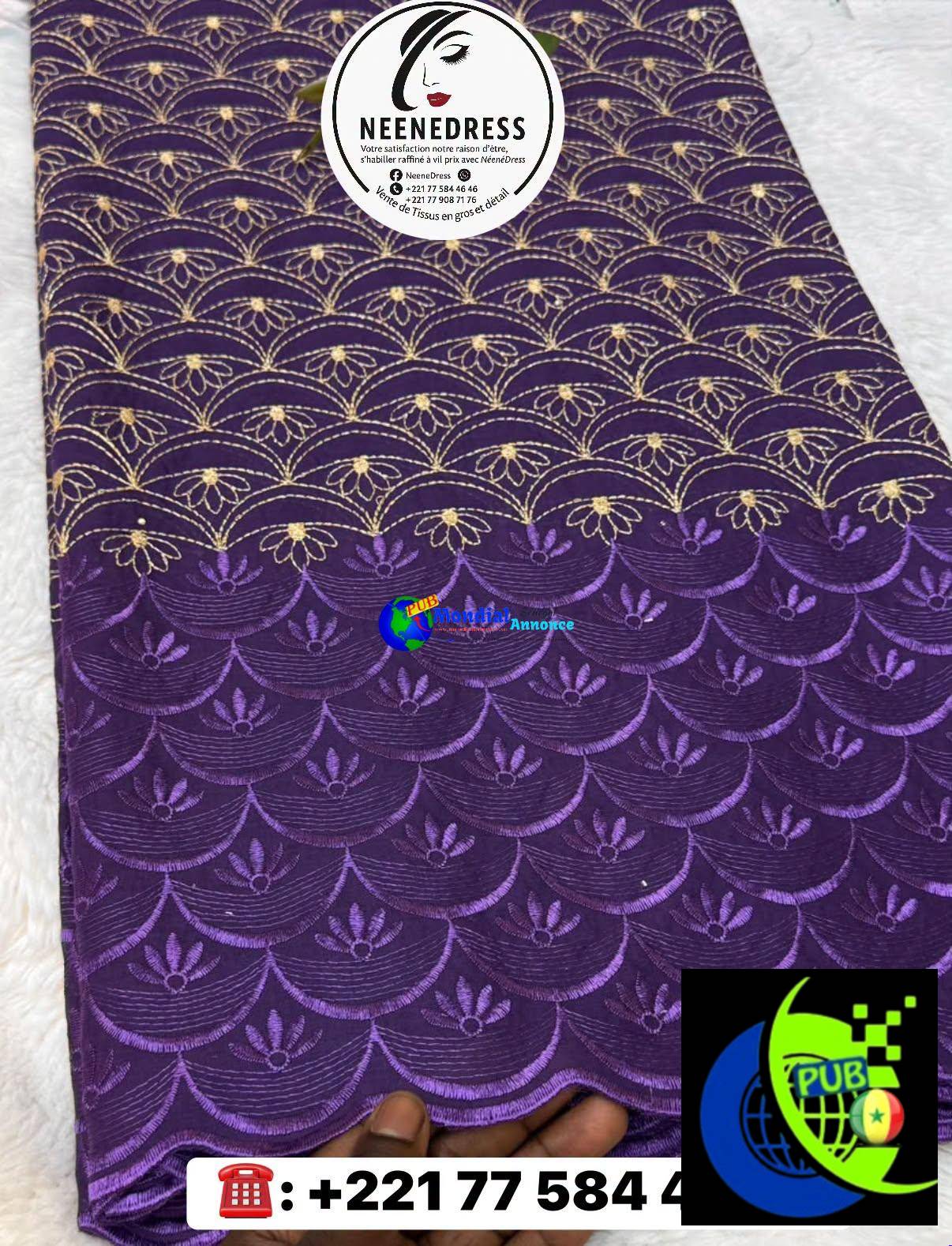 Tissu Lafaya brodé 100 % coton de Dubaï à 10 000 FCFA