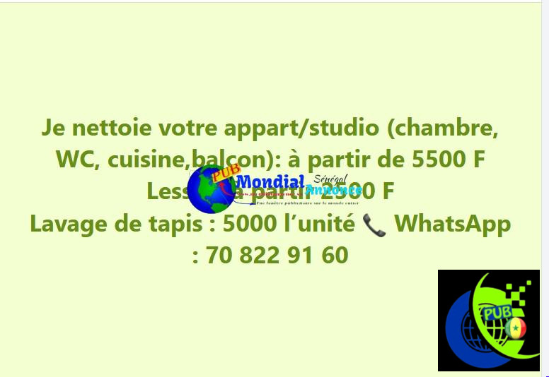 🧹 NETTOYAGE À DOMICILE À DAKAR – DES PRIX ACCESSIBLES ! ✨